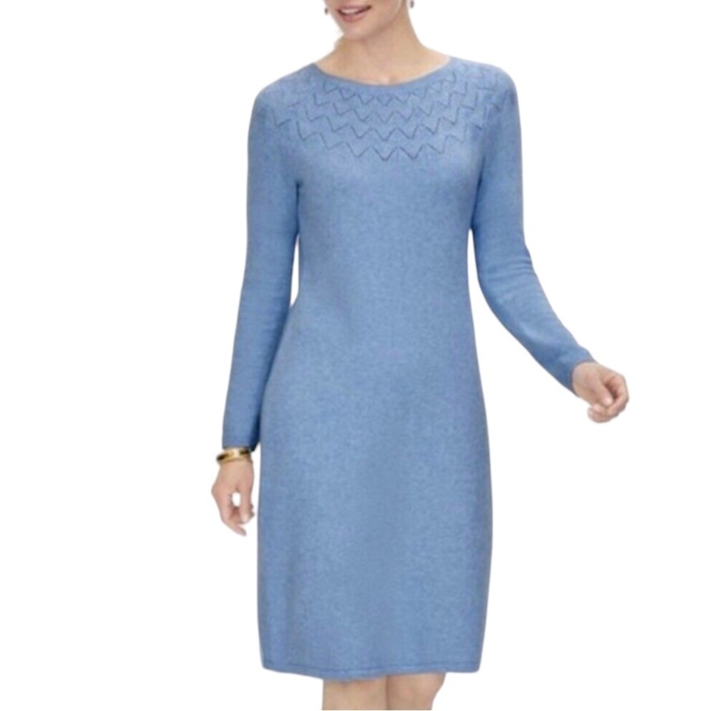 Talbot's Women's Midi Sweater Dress in French Iris Blue Petite Medium NWT - Picture 2 of 10